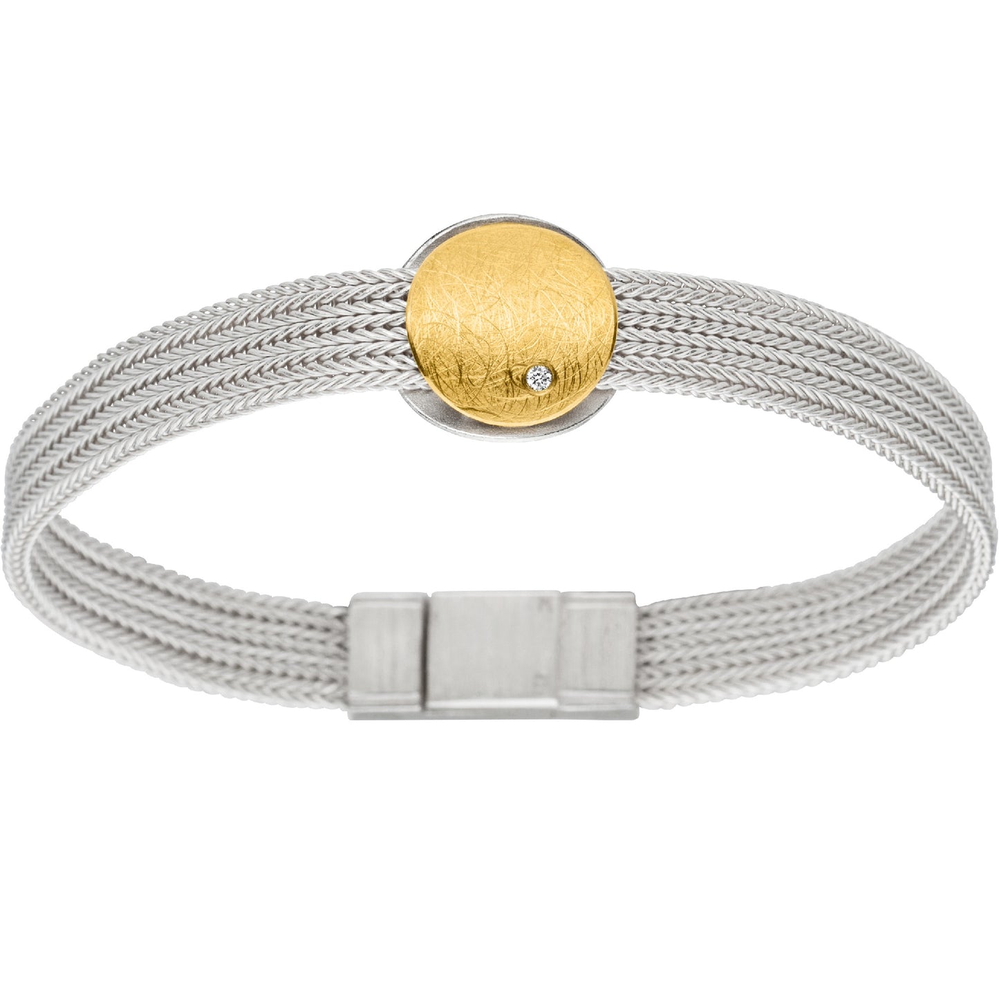 Silber-Armband mit Goldapplikation und Brillantbesatz | MANU