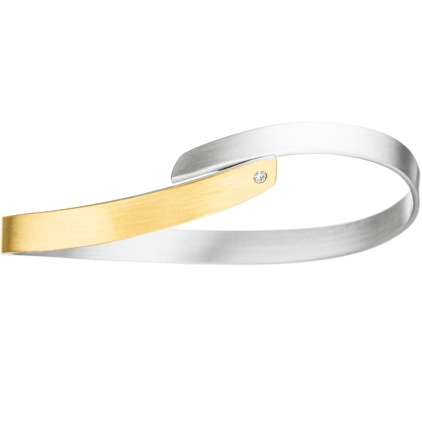 Handgefertigter Silber-Gold-Armreif mit Brillantbesatz | MANU