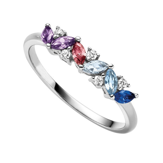 Ring aus rhodiniertem Silber mit farbingen Zirkoniastein | 1001 Schmuckideen
