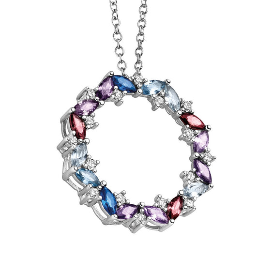 Collier aus rhodiniertem Silber mit farbingen Zirkoniastein | 1001 Schmuckideen