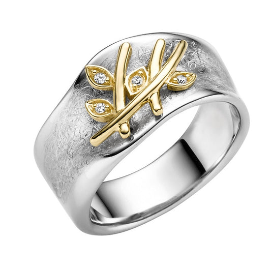 Ring aus rhodiniertem Silber vergoldet mit Zirkonia | 1001 Schmuckideen
