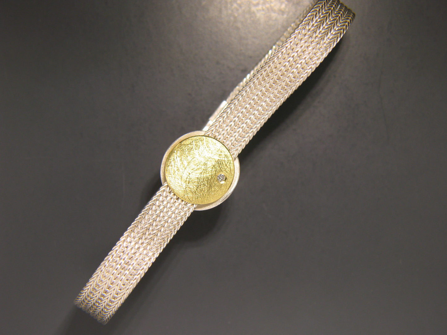 Silber-Armband mit Goldapplikation und Brillantbesatz | MANU